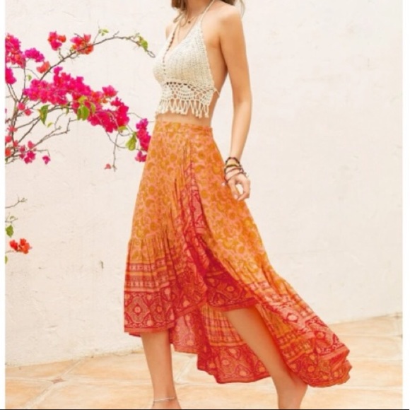 Boho black  ruffle hem maxi skirt - Picture 11 of 12